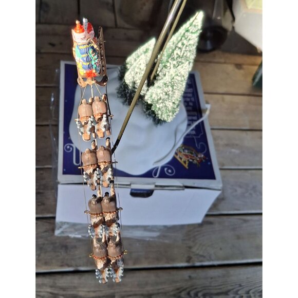 Dept 56 Snow Village Animated Reindeer And Sleigh Up, Up & Away Working Tested - Picture 5 of 8